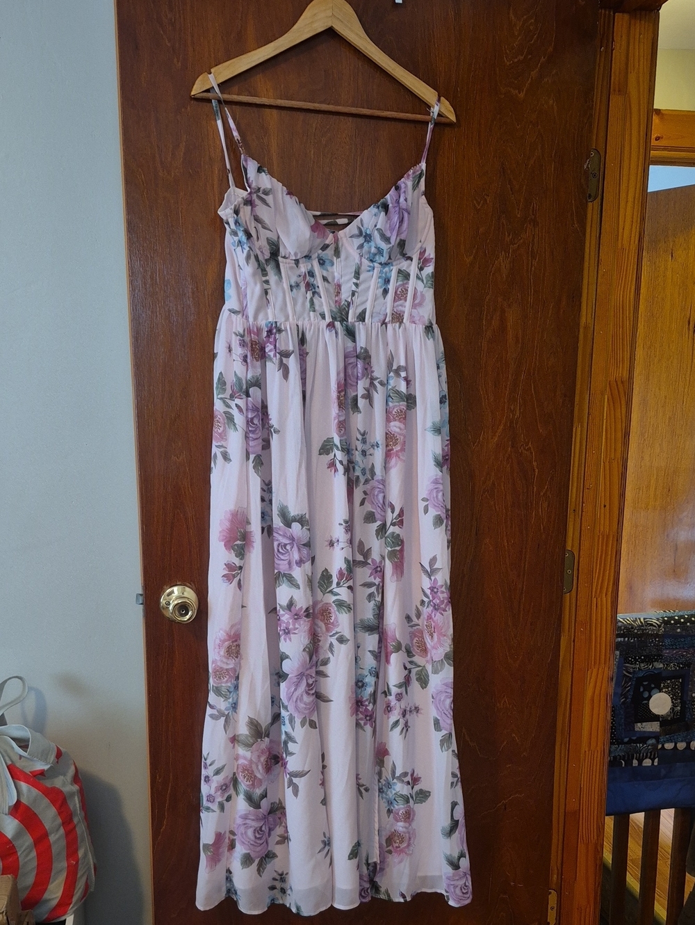 Dress Forum Pink Floral Ruffled Spaghetti-Strap Maxi Dress